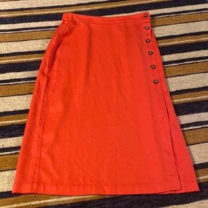 Marine Layer Orange Midi Poppy Skirt Tencel Button Faux Wrap Small